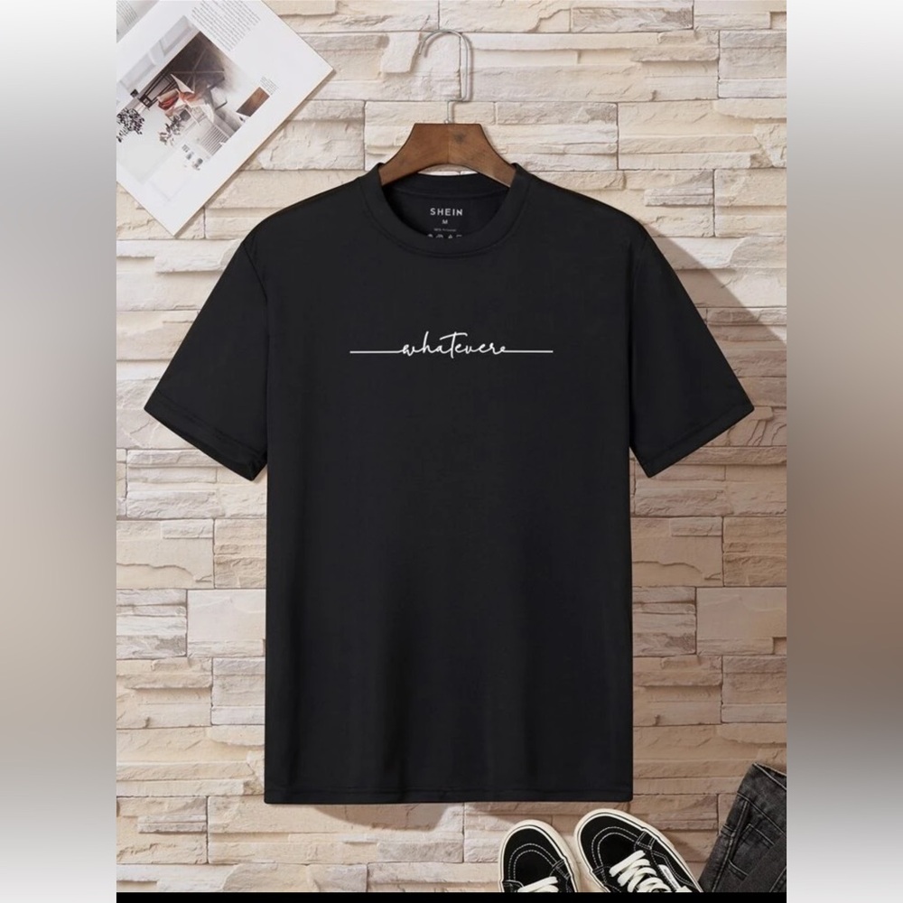 Men Letter Graphic Tee, Round Neck Short Sleeve T-Shirt